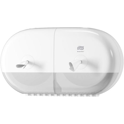 Toiletpapier dispenser Tork T9 SmartOne Mini Twin Elevation afsluitbaat wit