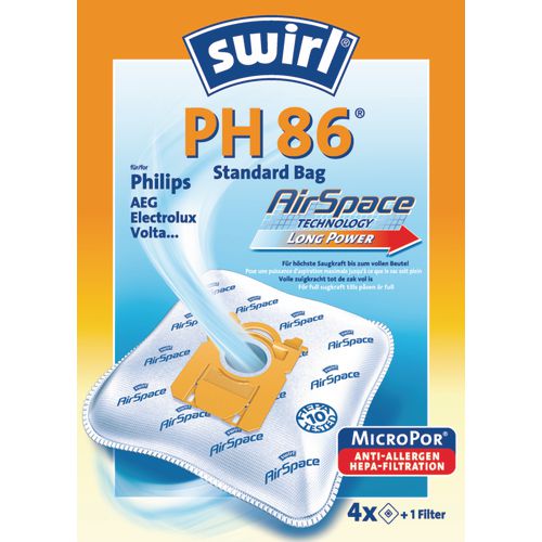 Vacuum Cleaner Bag Swirl PH86 Airspace White 4 pieces